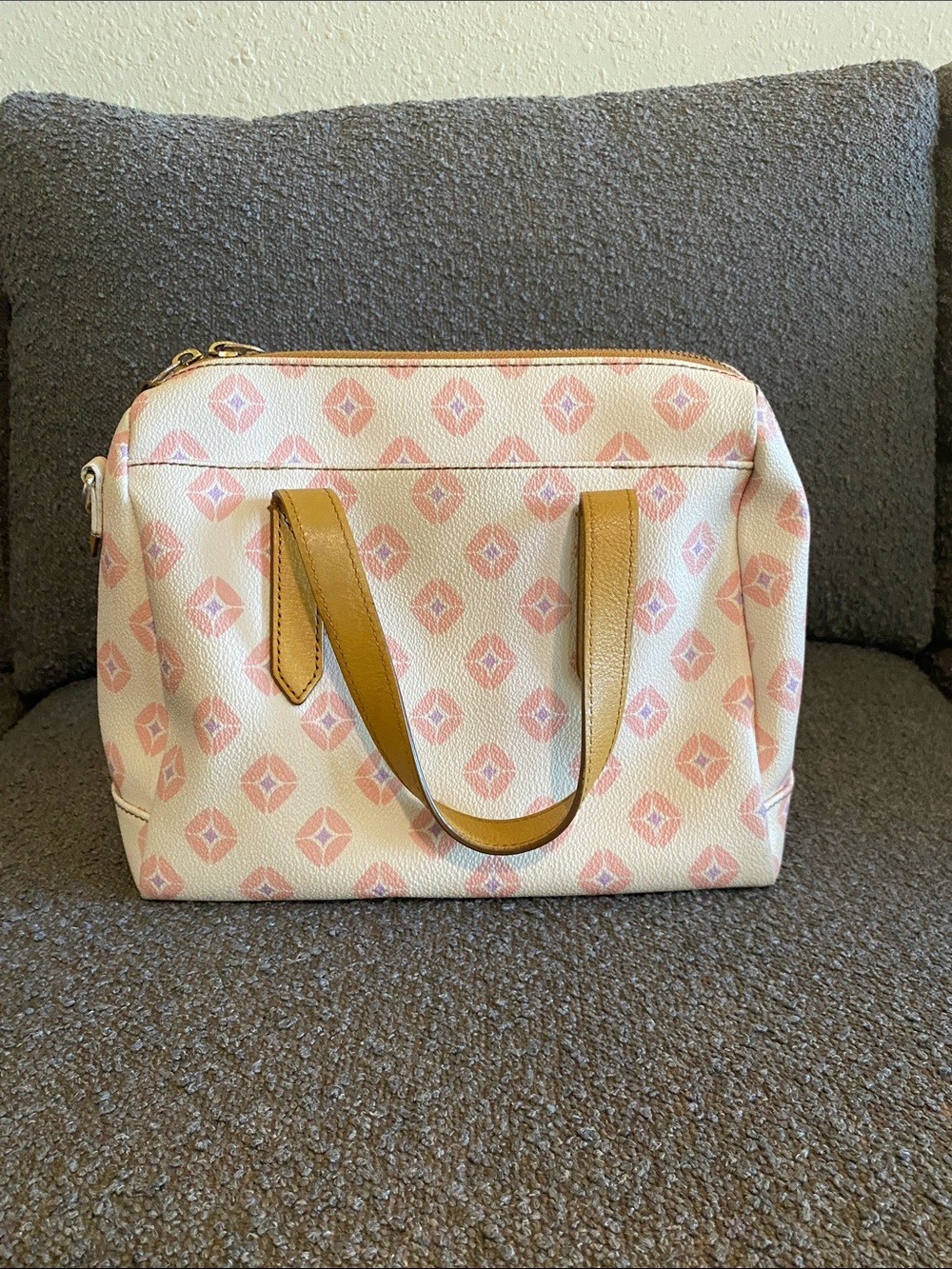 Fossil Sydney Signature Satchel Purse with long strap leather medium size